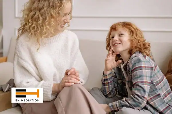 Happy mother and child after sorting child arrangements mediation Kendal